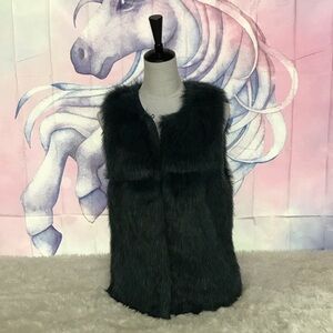 Bisou Bisou Charcoal Faux Fur Vest